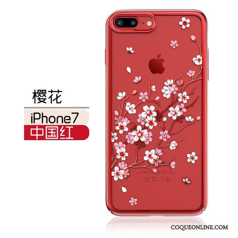 iPhone 7 Élégant Or Incassable Rouge Strass Coque De Téléphone Étui