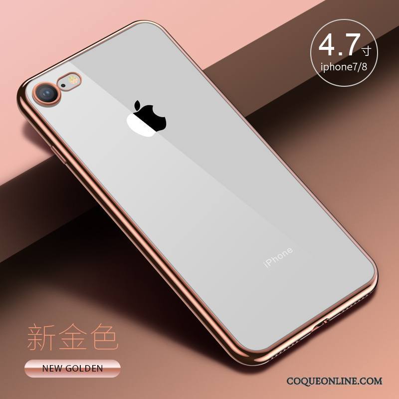 iPhone 7 Étui Coque De Téléphone Fluide Doux Tout Compris Silicone Incassable Or