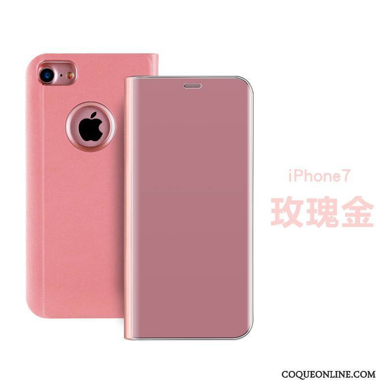 iPhone 7 Étui En Cuir Dimensionnel Housse Or Rose Protection Coque De Téléphone Dragon