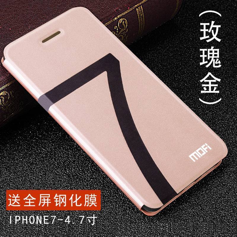 iPhone 7 Étui Fluide Doux Étui En Cuir Coque De Téléphone Tout Compris Or Incassable