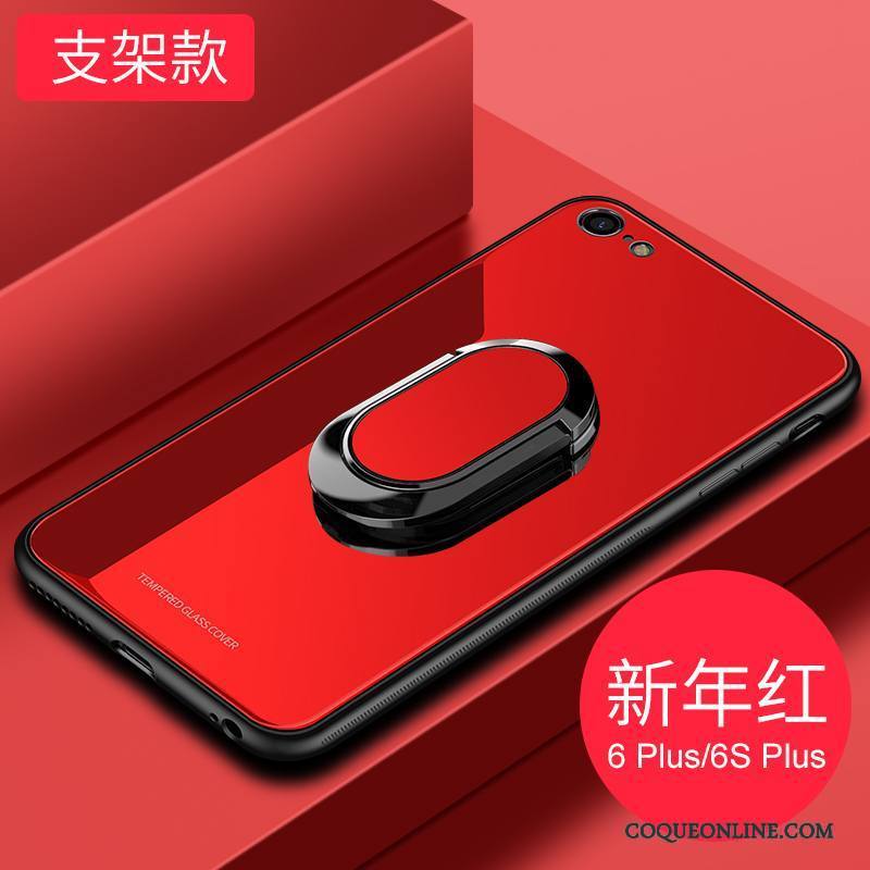 iPhone 7 Étui Magnétisme Coque De Téléphone Verre Tendance Rouge À Bord