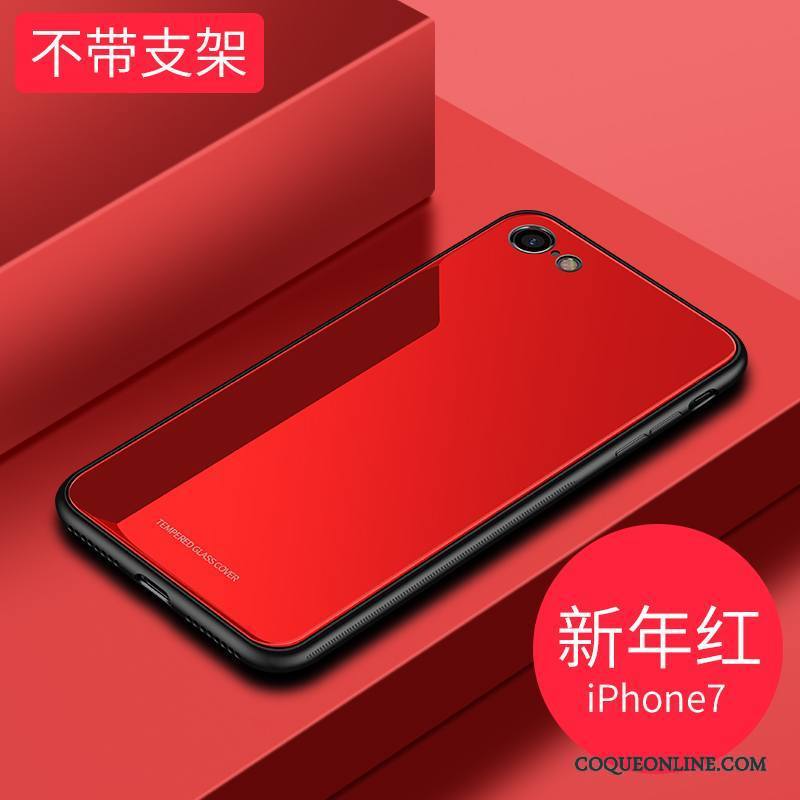 iPhone 7 Étui Magnétisme Coque De Téléphone Verre Tendance Rouge À Bord
