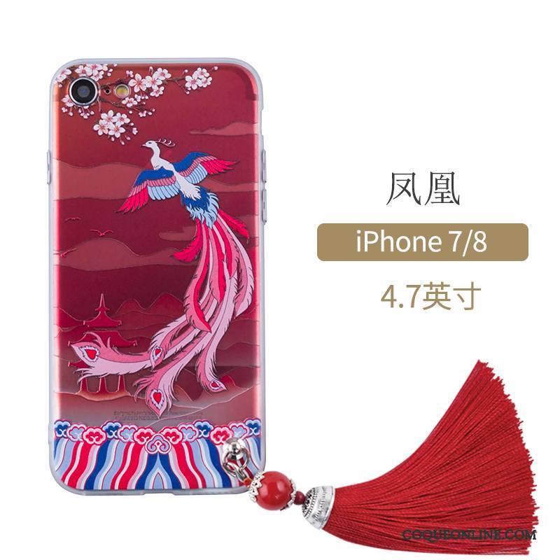 iPhone 7 Étui Style Chinois Rouge Protection Coque De Téléphone Art