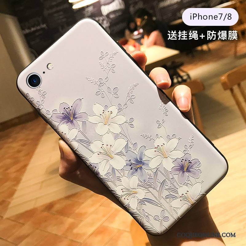 iPhone 8 Bleu Floral Nouveau Europe Coque De Téléphone Incassable Élégant
