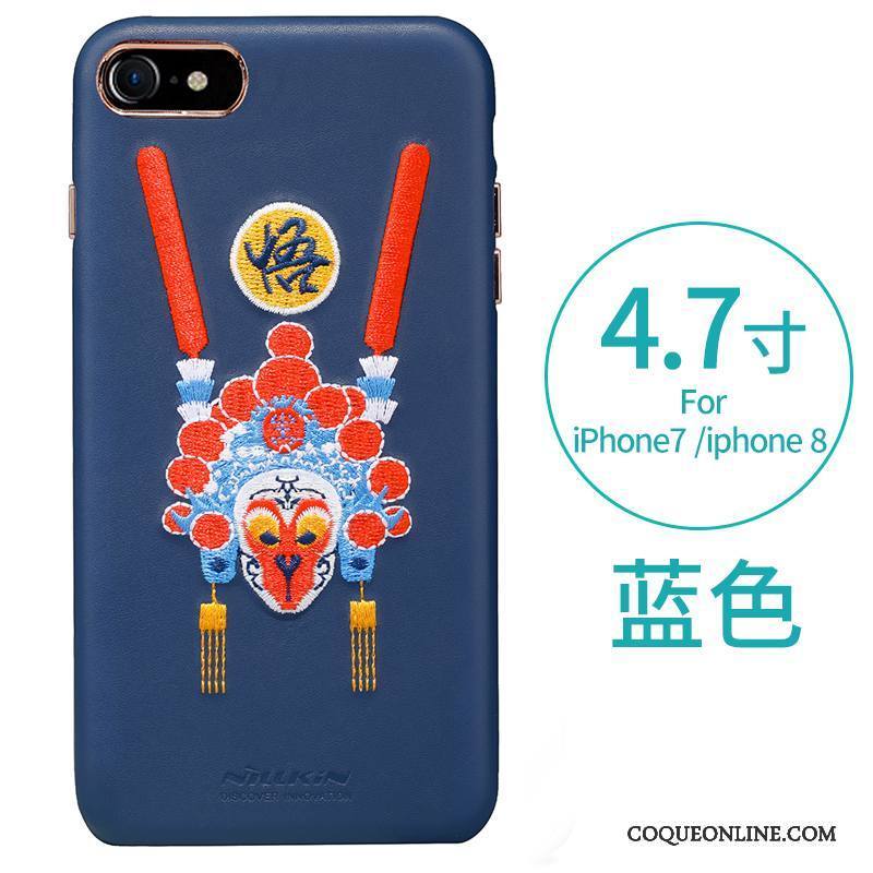 iPhone 8 Bleu Téléphone Portable Coque Cuir De Téléphone Créatif Étui