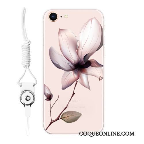 iPhone 8 Coque De Téléphone Gaufrage Rose Protection Fluide Doux Ornements Suspendus Étui