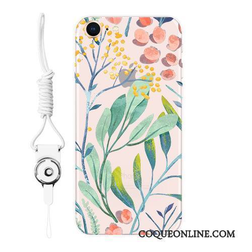 iPhone 8 Coque De Téléphone Gaufrage Rose Protection Fluide Doux Ornements Suspendus Étui