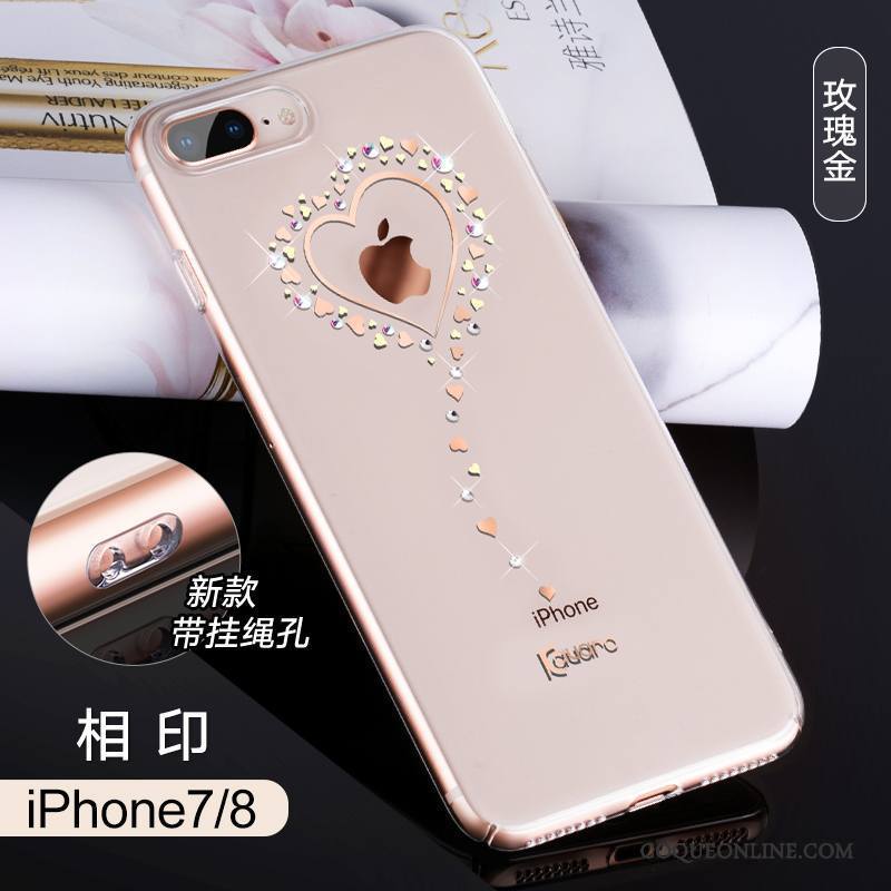 iPhone 8 Coque De Téléphone Strass Incassable Or Nouveau Étui Marque De Tendance