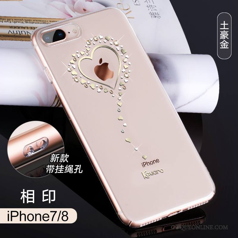 iPhone 8 Coque De Téléphone Strass Incassable Or Nouveau Étui Marque De Tendance