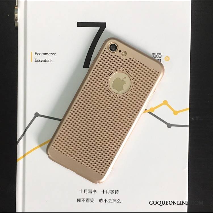 iPhone 8 Coque Délavé En Daim Incassable Refroidissement Or Étui De Téléphone