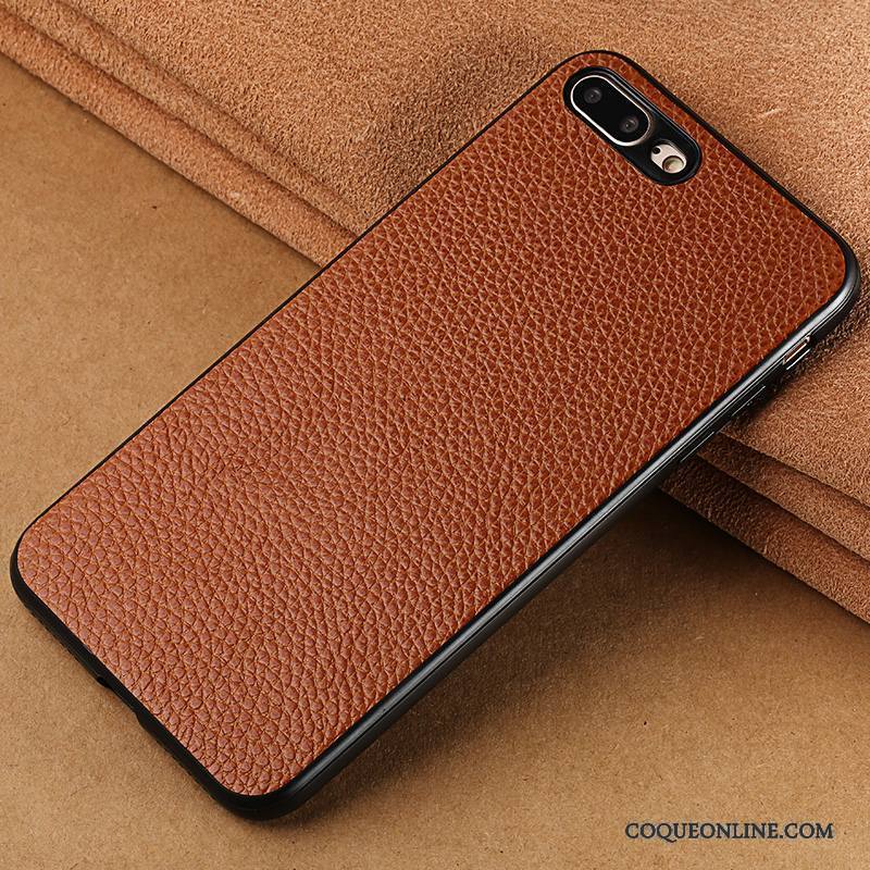 iPhone 8 Coque Incassable Créatif Tout Compris Étui En Cuir Luxe Personnalité Noir