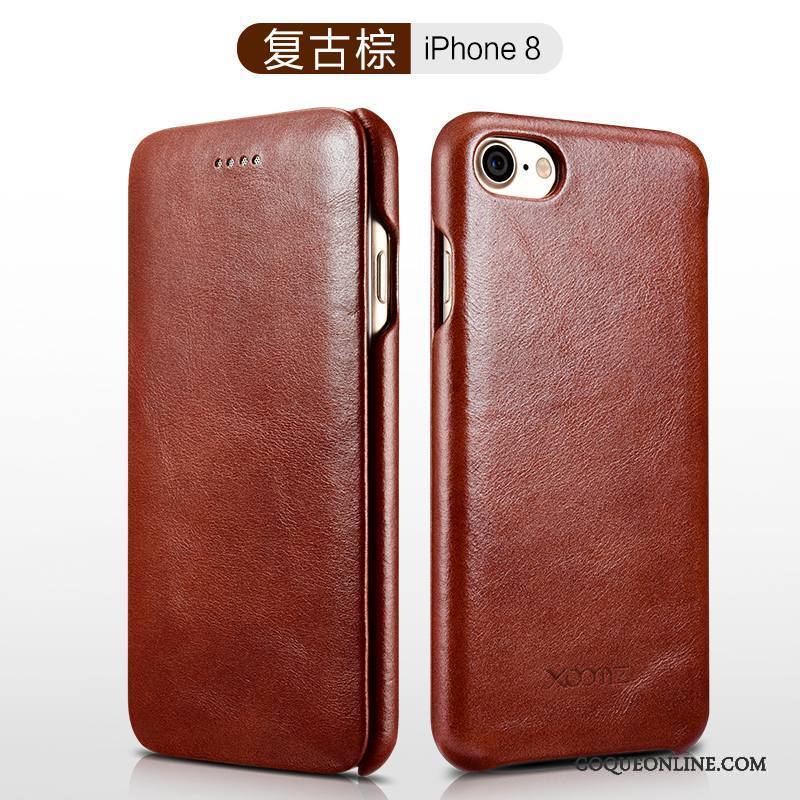 iPhone 8 Coque Protection Business Cuir Véritable Étui Rouge Housse Étui En Cuir