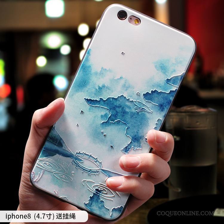 iPhone 8 Coque Silicone Style Chinois Tout Compris Ornements Suspendus Étui Incassable Fluide Doux