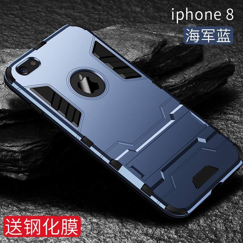 iPhone 8 Coque Tout Compris Tendance Noir Marque De Tendance Incassable Silicone Étui