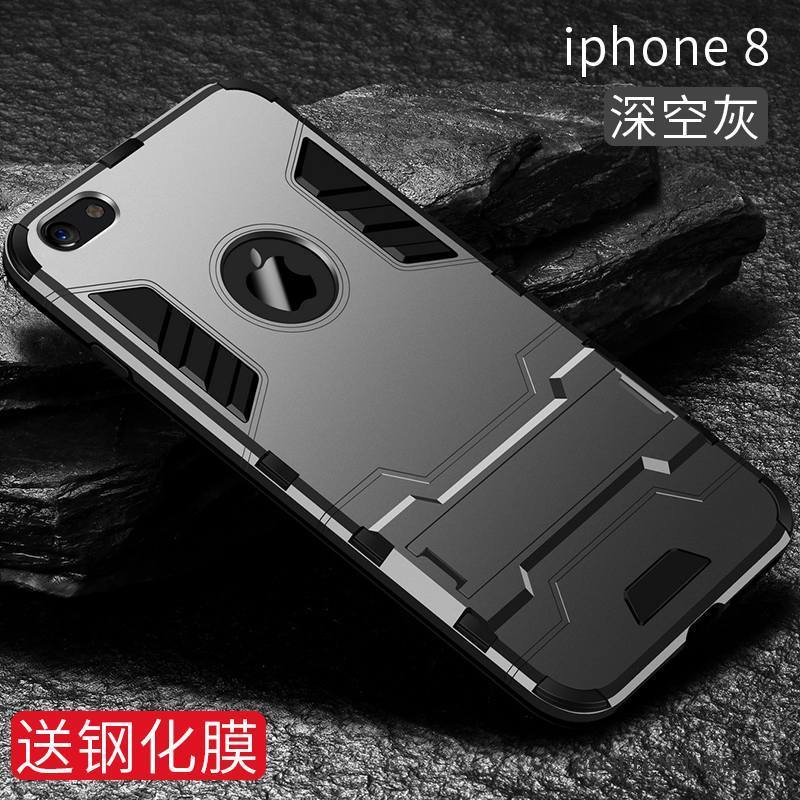 iPhone 8 Coque Tout Compris Tendance Noir Marque De Tendance Incassable Silicone Étui