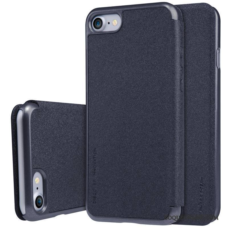 iPhone 8 Coque Étui En Cuir Noir Protection Or Antidérapant Housse Téléphone Portable