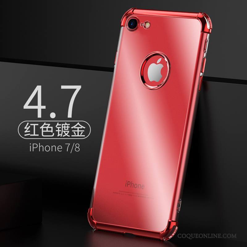 iPhone 8 Coque Étui Rouge Silicone Fluide Doux Incassable De Téléphone