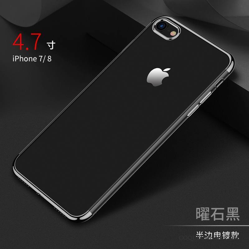 iPhone 8 Coque Étui Silicone Or Transparent Très Mince Noir Tout Compris