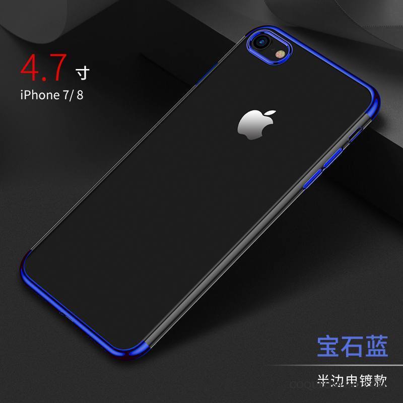 iPhone 8 Coque Étui Silicone Or Transparent Très Mince Noir Tout Compris