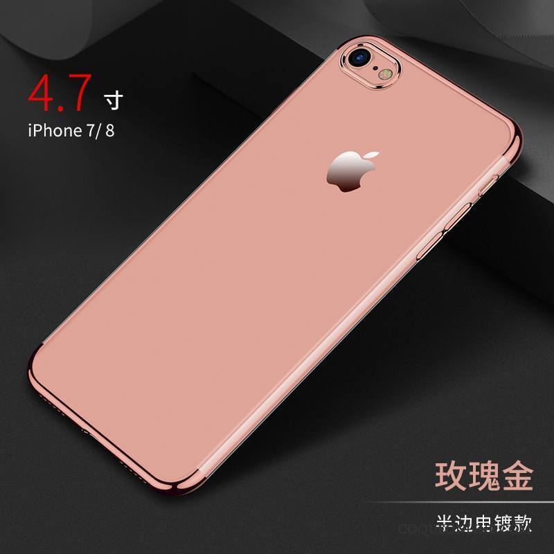 iPhone 8 Coque Étui Silicone Or Transparent Très Mince Noir Tout Compris