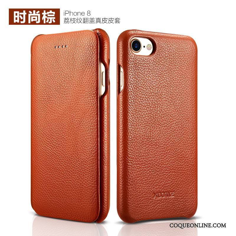 iPhone 8 Coque Étui Étui En Cuir Protection Housse Simple Incassable Cuir Véritable