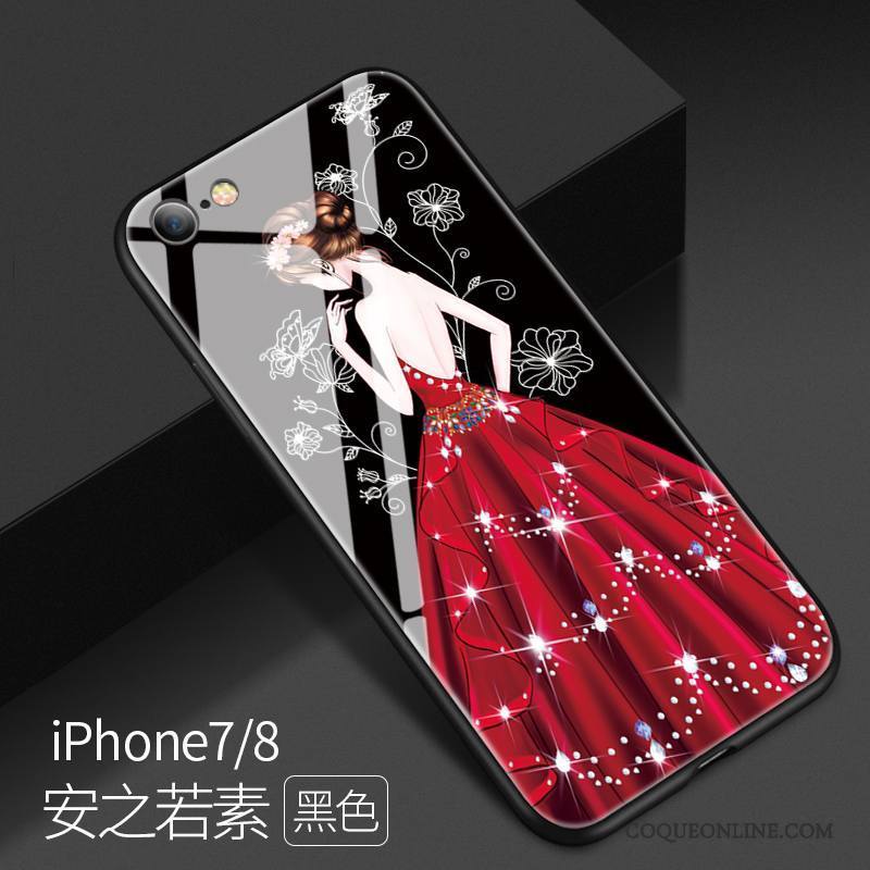 iPhone 8 Créatif Noir Verre Tout Compris Incassable Coque De Téléphone Personnalité