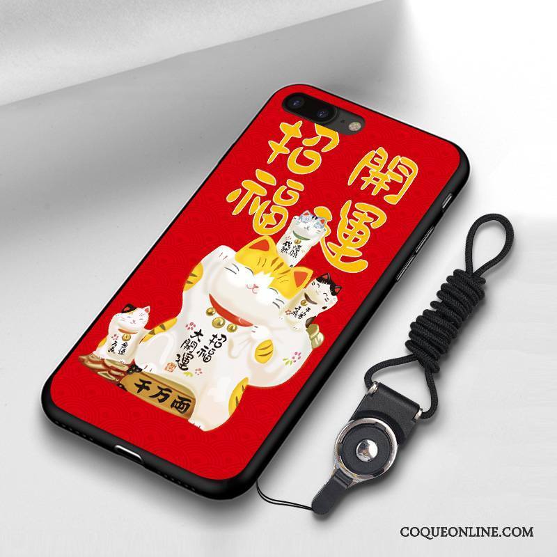 iPhone 8 Dessin Animé Silicone Rouge Fluide Doux Étui Marque De Tendance Coque De Téléphone