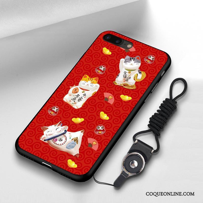 iPhone 8 Dessin Animé Silicone Rouge Fluide Doux Étui Marque De Tendance Coque De Téléphone