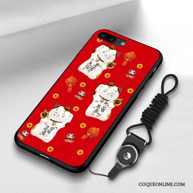iPhone 8 Dessin Animé Silicone Rouge Fluide Doux Étui Marque De Tendance Coque De Téléphone