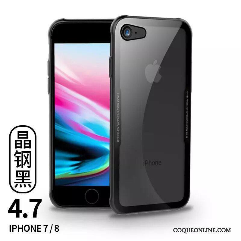 iPhone 8 Luxe Étui Tendance Métal Coque De Téléphone Rouge Noir