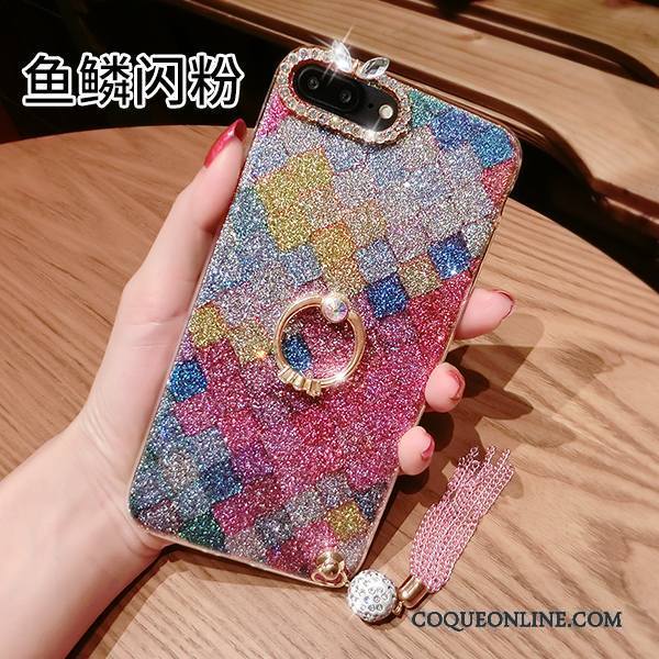 iPhone 8 Multicolore Incassable Coque De Téléphone Rose Marque De Tendance À Franges Fluide Doux