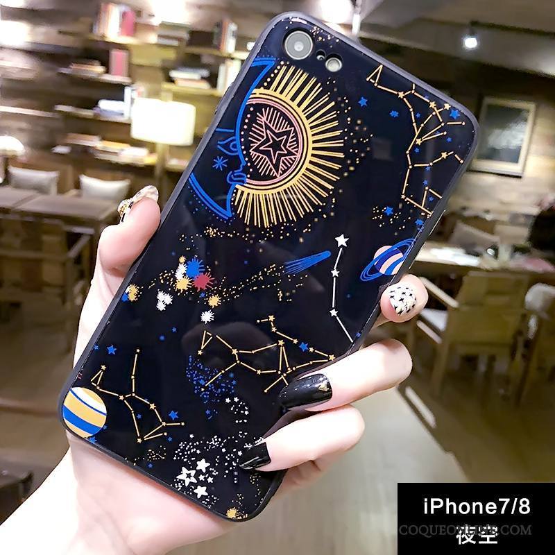 iPhone 8 Nouveau Noir Fluide Doux Marque De Tendance Coque De Téléphone Ciel Étoilé Incassable