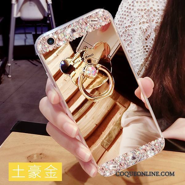 iPhone 8 Nouveau Silicone Strass Rose Coque De Téléphone Fluide Doux Miroir