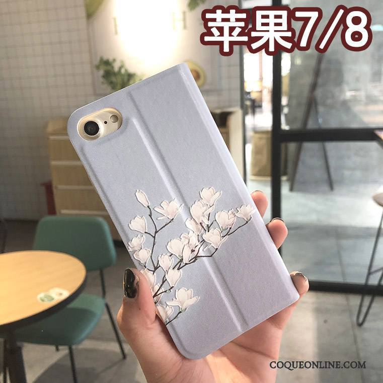 iPhone 8 Ornements Suspendus Tendance Support Coque De Téléphone Incassable Bleu Fluide Doux