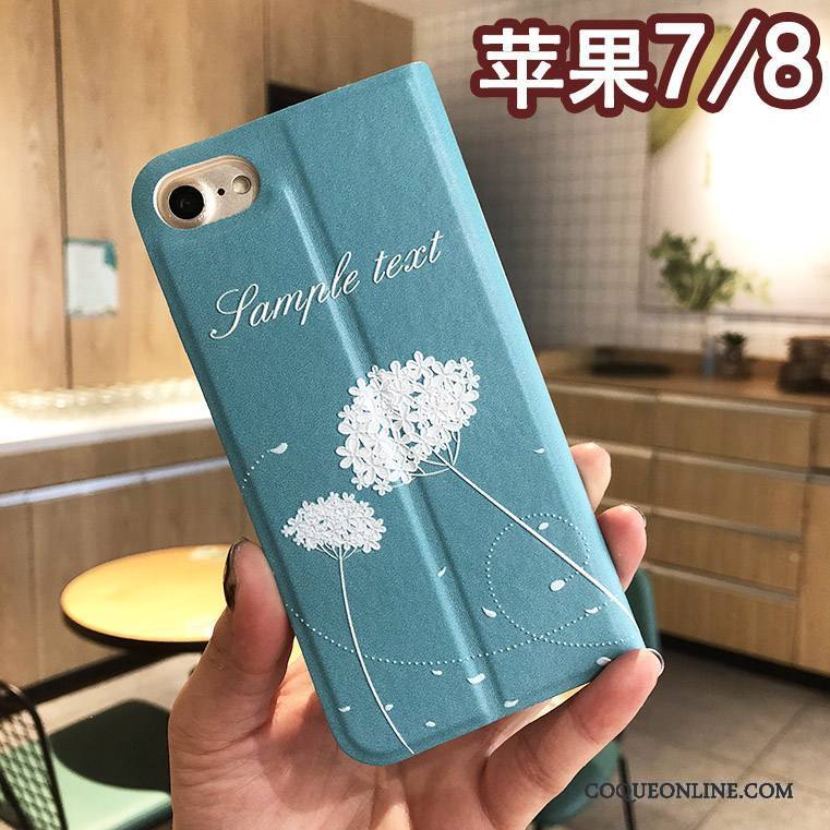 iPhone 8 Ornements Suspendus Tendance Support Coque De Téléphone Incassable Bleu Fluide Doux