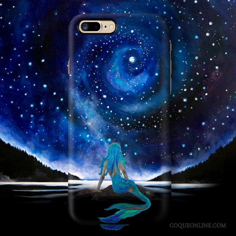 iPhone 8 Plus Bleu Créatif Art Coque Délavé En Daim De Téléphone Difficile