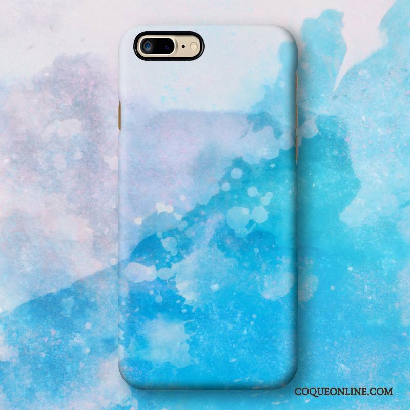 iPhone 8 Plus Bleu Créatif Art Coque Délavé En Daim De Téléphone Difficile