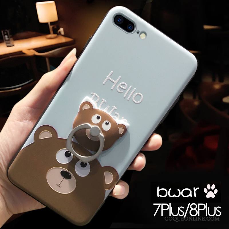 iPhone 8 Plus Bleu Incassable Gaufrage Nouveau Marque De Tendance Amoureux Coque De Téléphone