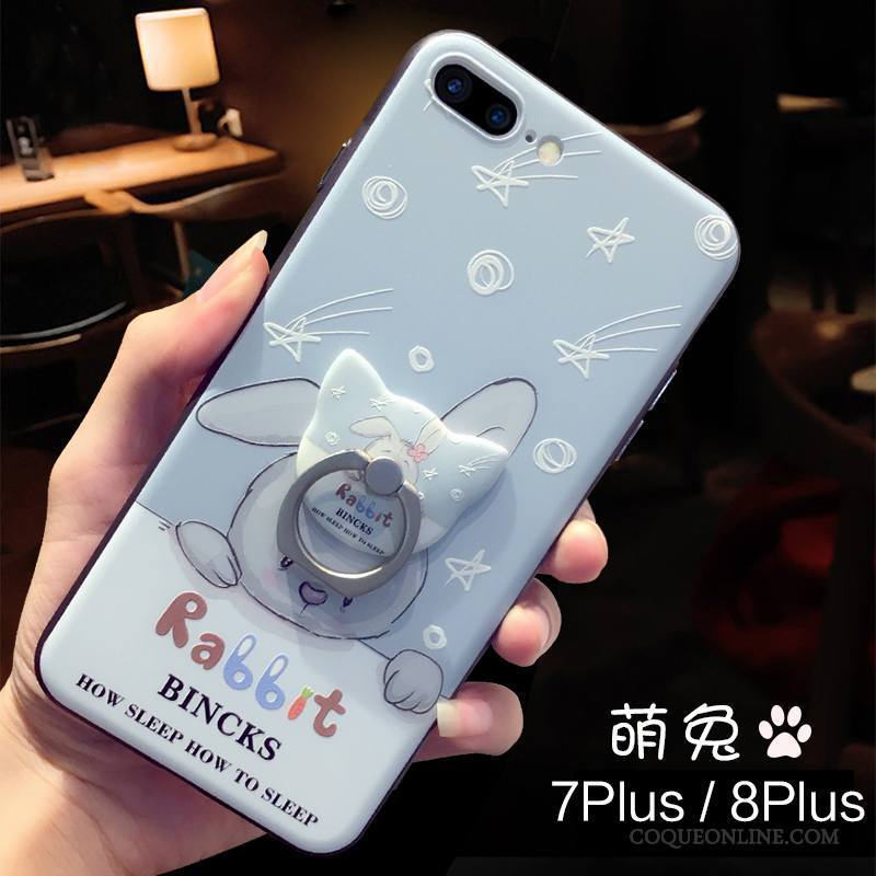 iPhone 8 Plus Bleu Incassable Gaufrage Nouveau Marque De Tendance Amoureux Coque De Téléphone