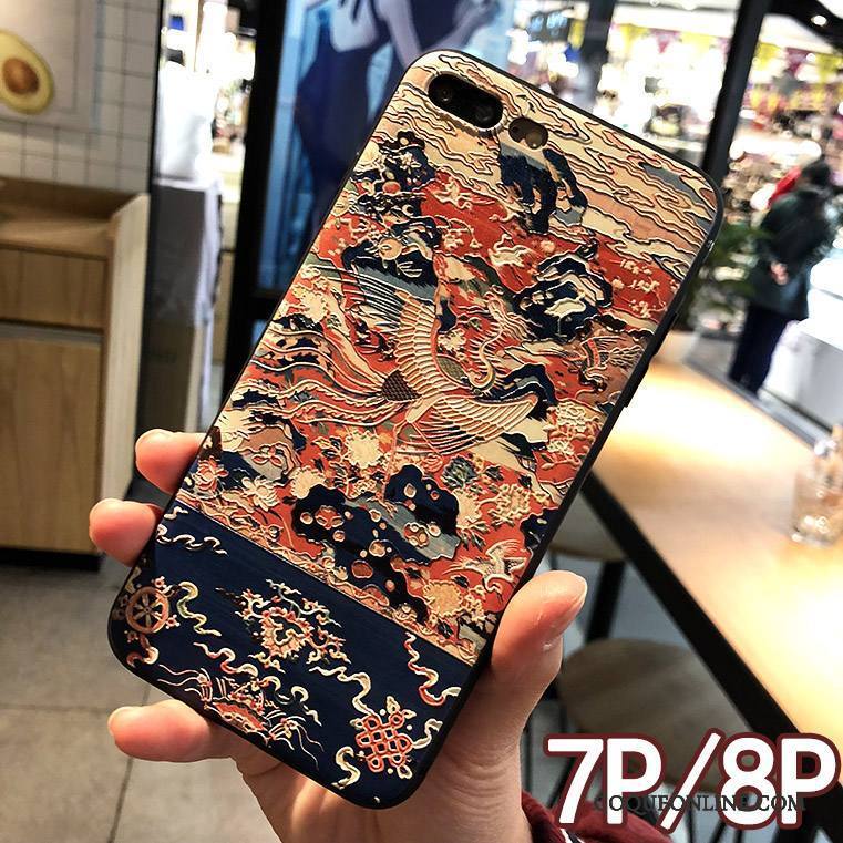 iPhone 8 Plus Coque Créatif Bordure Dragon Bleu Nouveau Protection Incassable