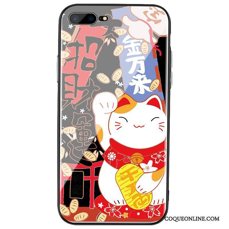 iPhone 8 Plus Coque De Téléphone Chiens Rouge Incassable Verre Chat Étui