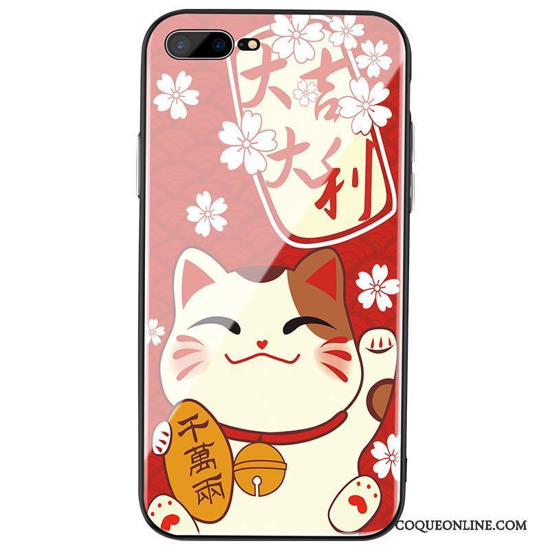 iPhone 8 Plus Coque De Téléphone Chiens Rouge Incassable Verre Chat Étui