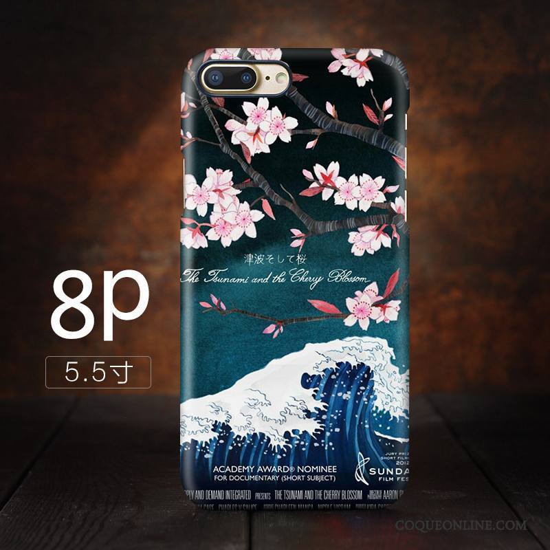 iPhone 8 Plus Coque De Téléphone Grue Sakura Bleu
