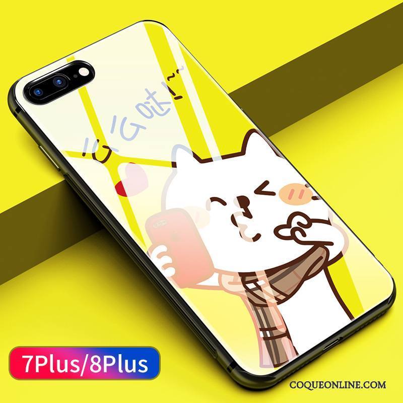 iPhone 8 Plus Coque De Téléphone Jaune Chiens Verre Incassable Nouveau Marque De Tendance