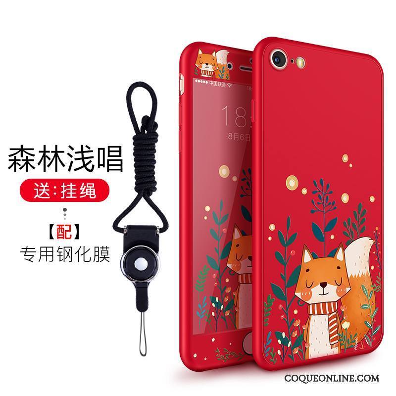 iPhone 8 Plus Coque De Téléphone Tout Compris Chat Marque De Tendance Rouge Étui Incassable