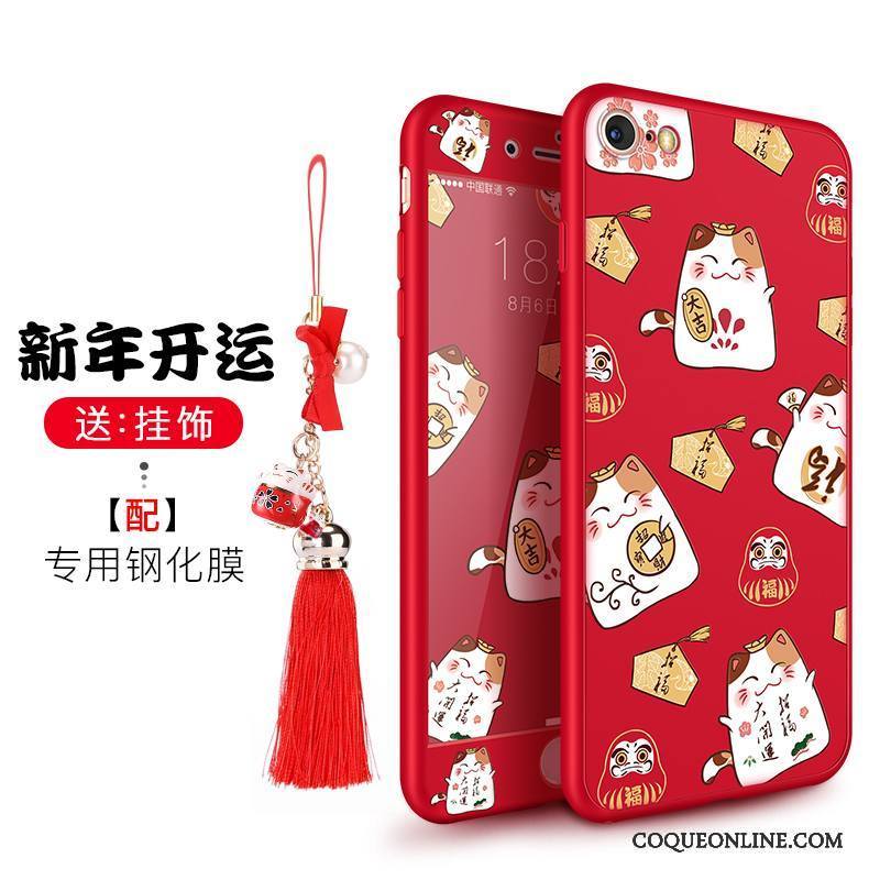 iPhone 8 Plus Coque De Téléphone Tout Compris Chat Marque De Tendance Rouge Étui Incassable