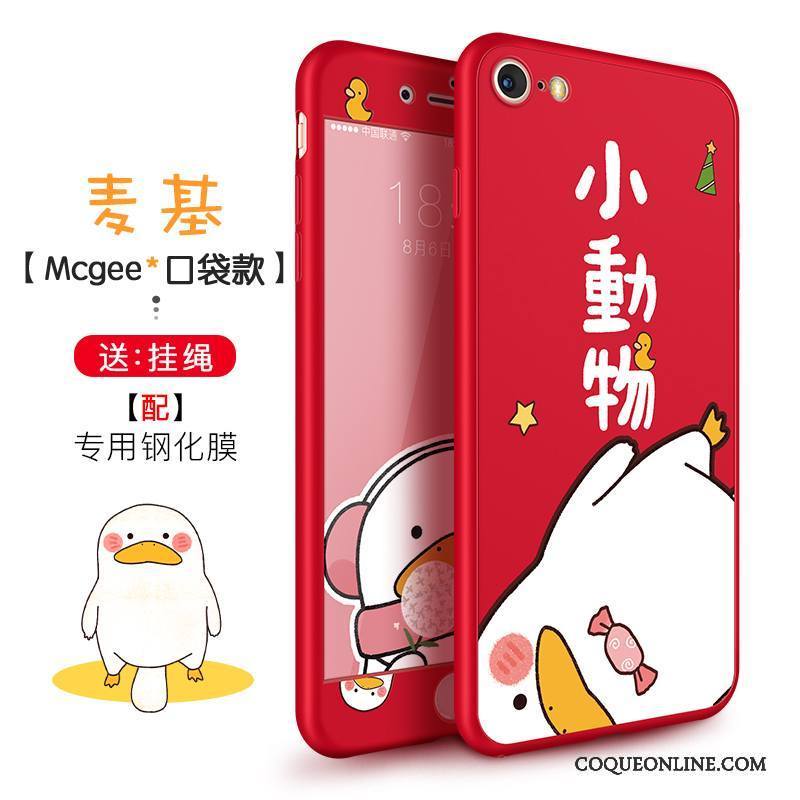 iPhone 8 Plus Coque De Téléphone Tout Compris Chat Marque De Tendance Rouge Étui Incassable