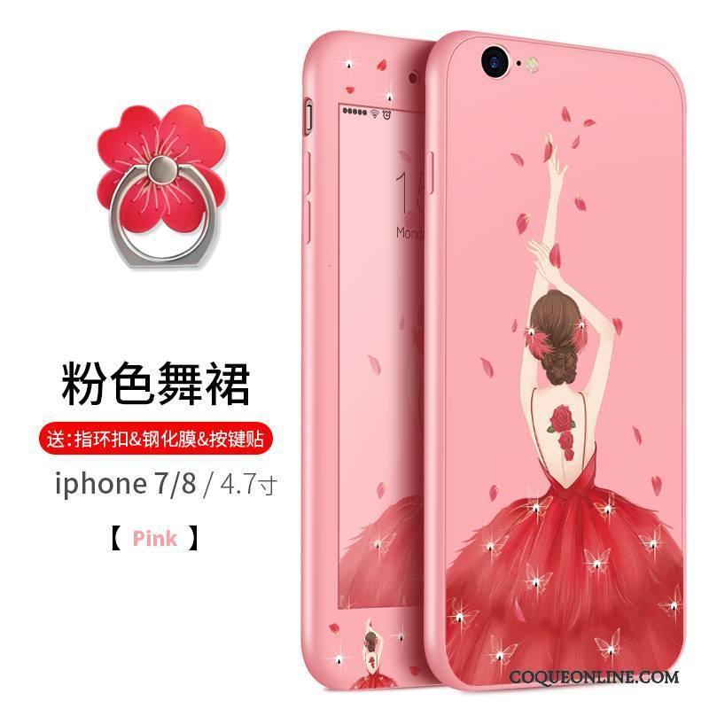 iPhone 8 Plus Coque De Téléphone Étui Fluide Doux Rose Créatif Ornements Suspendus Silicone