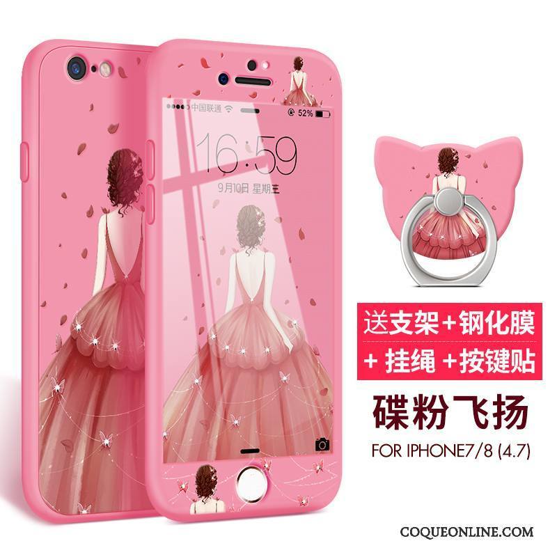 iPhone 8 Plus Coque Incassable Étui Tout Compris Dessin Animé Fluide Doux Très Mince Délavé En Daim