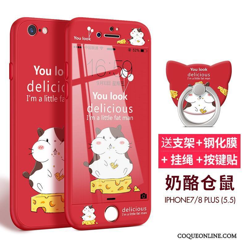 iPhone 8 Plus Coque Incassable Étui Tout Compris Dessin Animé Fluide Doux Très Mince Délavé En Daim